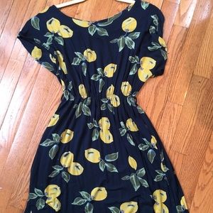 Lemon print fit and flat babydoll dress